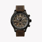 TIMEX EXPEDITION T49905 RUGGED MEN'S WATCH - BLACK DIAL & BROWN LEATHER STRAP, INDIGLO NIGHT-LIGHT-0