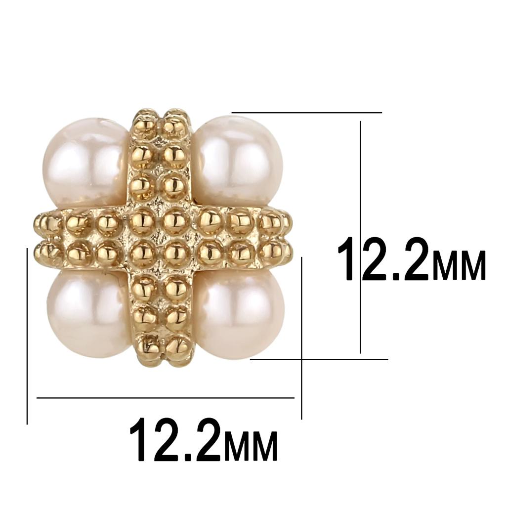 TK3495 - IP Rose Gold(Ion Plating) Stainless Steel Earrings with Synthetic Pearl in Light Rose-1