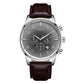 TRNDA TRENDY STAINLESS STEEL MEN'S WATCH - ELEGANT GRADIENT STEEL GRAY DIAL & BROWN LEATHER BAND-0