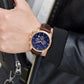 TRNDA MENS ROSE GOLD STAINLESS STEEL WATCH - TIMELESS STYLE WITH DARK BLUE DIAL & BROWN LEATHER BAND-1