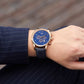 TRNDA ROSE GOLD STAINLESS STEEL MEN'S WATCH - ELEGANT BLUE DIAL & LEATHER BAND-1