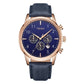 TRNDA ROSE GOLD STAINLESS STEEL MEN'S WATCH - ELEGANT BLUE DIAL & LEATHER BAND-0