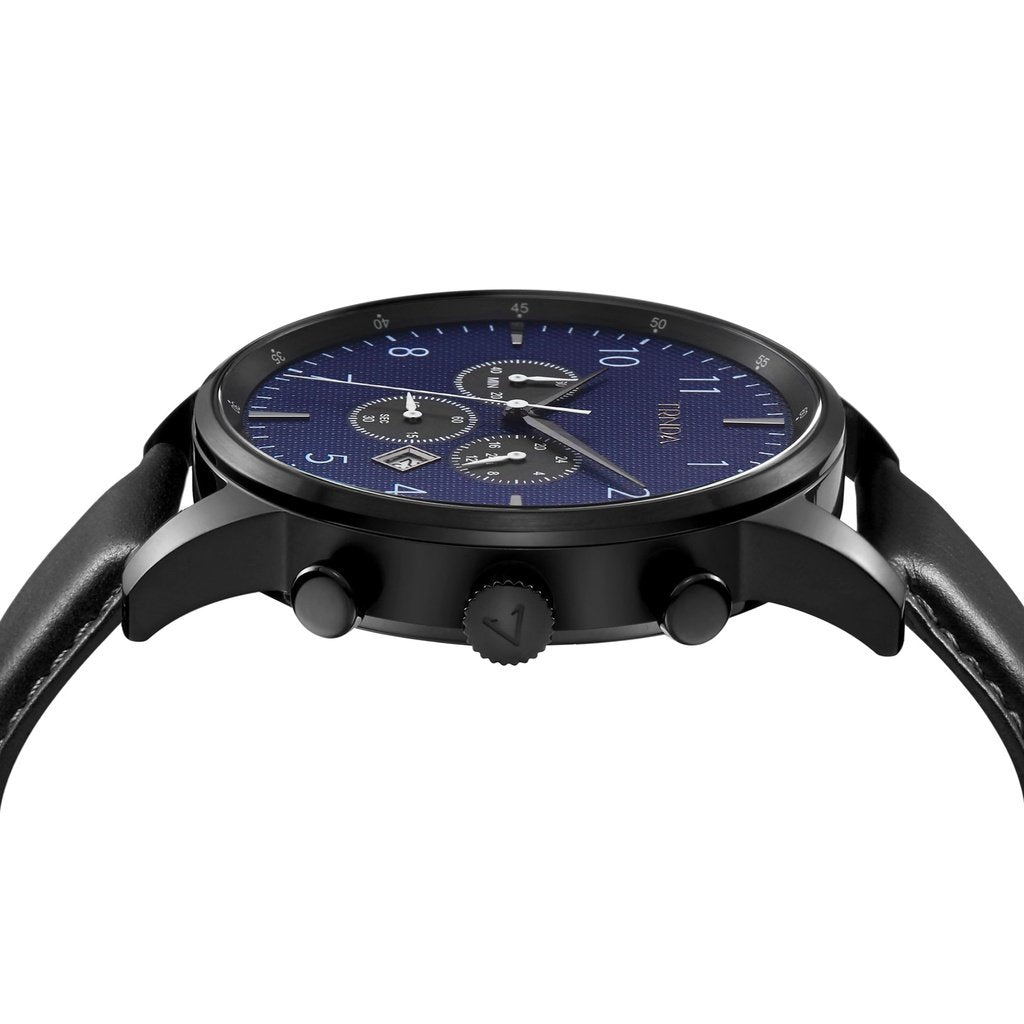 TRNDA BLACK STAINLESS STEEL 43MM - TIMELESS MEN'S WATCH WITH DARK BLUE DIAL-2