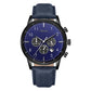 TRNDA STAINLESS STEEL MEN'S WATCH - TIMELESS BLACK & BLUE DIAL WITH GENUINE LEATHER BAND-0