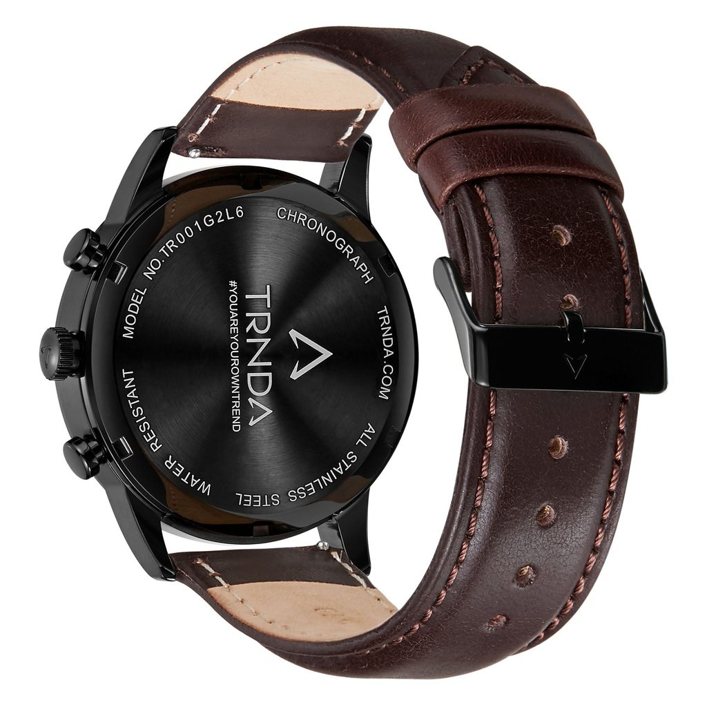 TRNDA STAINLESS STEEL MEN'S WATCH - TIMELESS BLACK & BROWN TREND WITH GRADIENT DIAL-4