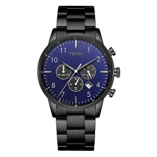 TRNDA STAINLESS STEEL MEN'S WATCH - TIMELESS ELEGANCE WITH DARK BLUE DIAL & BLACK BAND-0