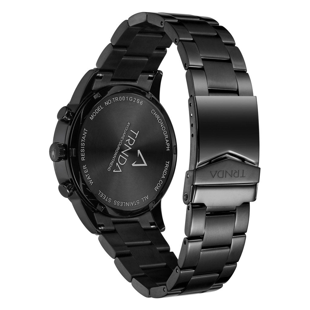 TRNDA BLACK STEEL MEN'S WATCH - TIMELESS STYLE & STRENGTH, UNIQUE CHARCOAL DIAL-3