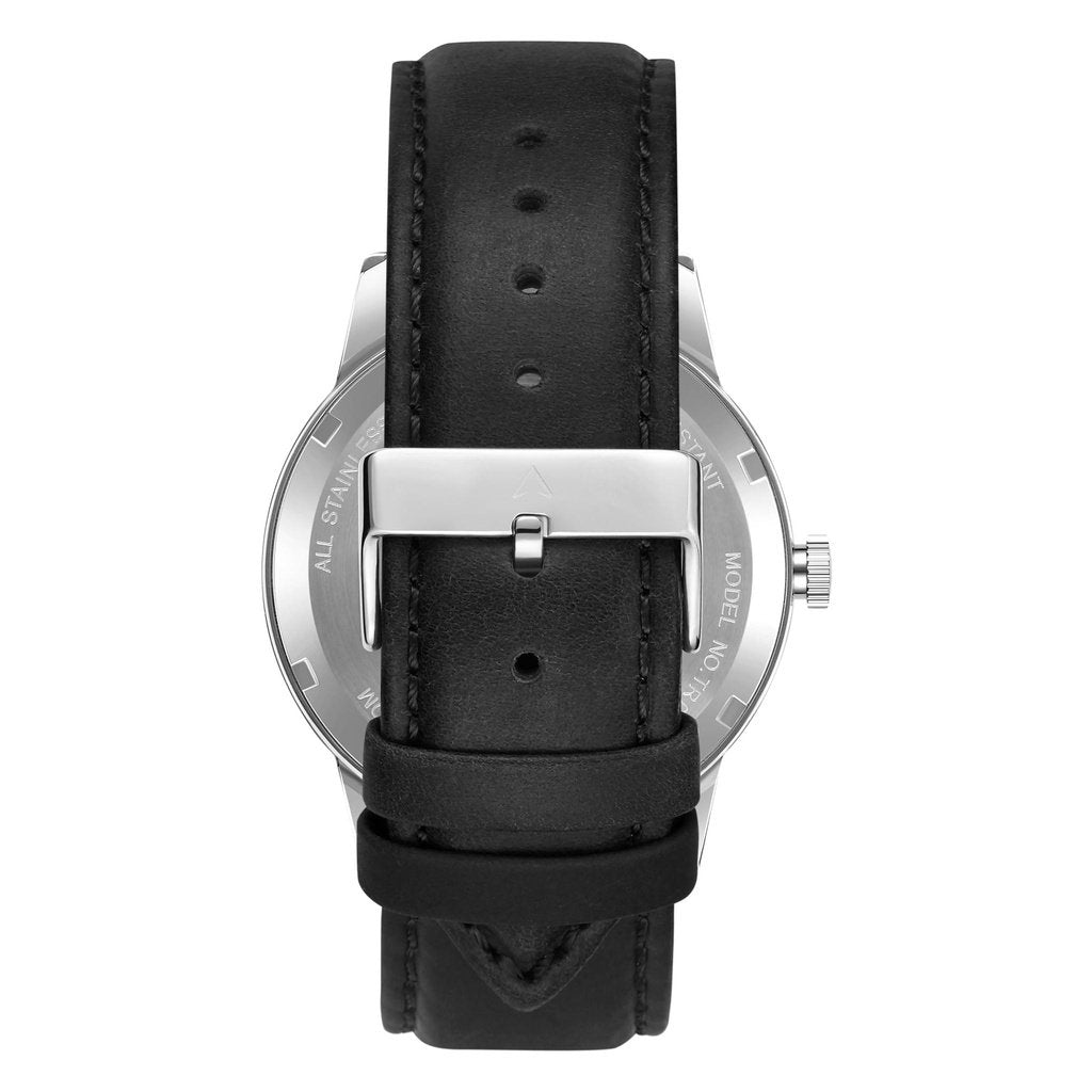 TRNDA STAINLESS STEEL 43MM MEN'S WATCH - TIMELESS STYLE WITH GRADIENT GRAY DIAL & BLACK LEATHER BAND-4