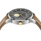 TRNDA STAINLESS STEEL 43MM MEN'S WATCH - ELEGANT GRADIENT LIGHT GRAY DIAL & TAN LEATHER BAND-2