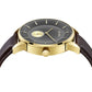 TRNDA MEN'S SIGNATURE STAINLESS STEEL WATCH - GOLD CASE & BROWN LEATHER BAND, GRADIENT DIAL-2