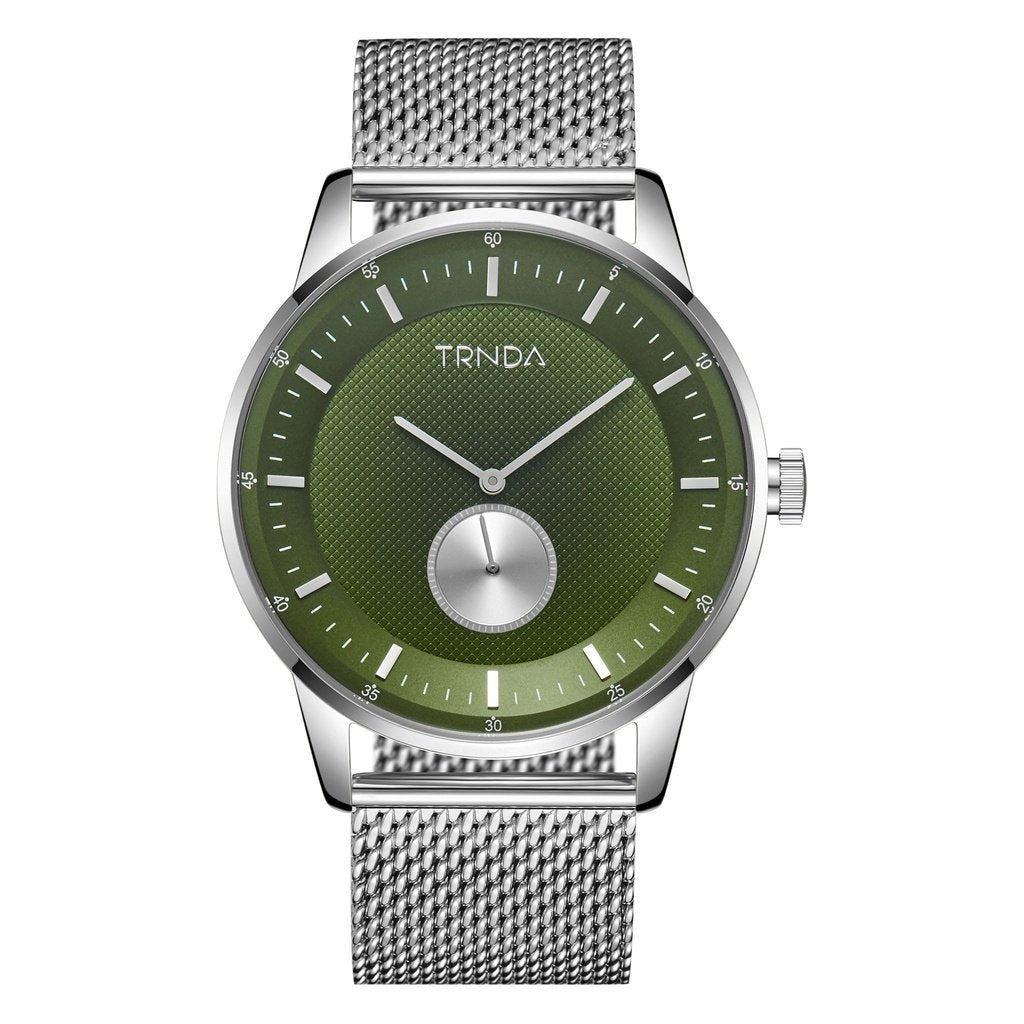 TRNDA MEN'S TIMEPIECE - STAINLESS STEEL MESH WITH UNIQUE SEAWEED GREEN DIAL-0