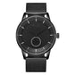 TRNDA STUNNING TIMEPIECE - TRENDY BLACK STAINLESS STEEL MEN'S WATCH with MESH BAND & UNIQUE DIAL-0