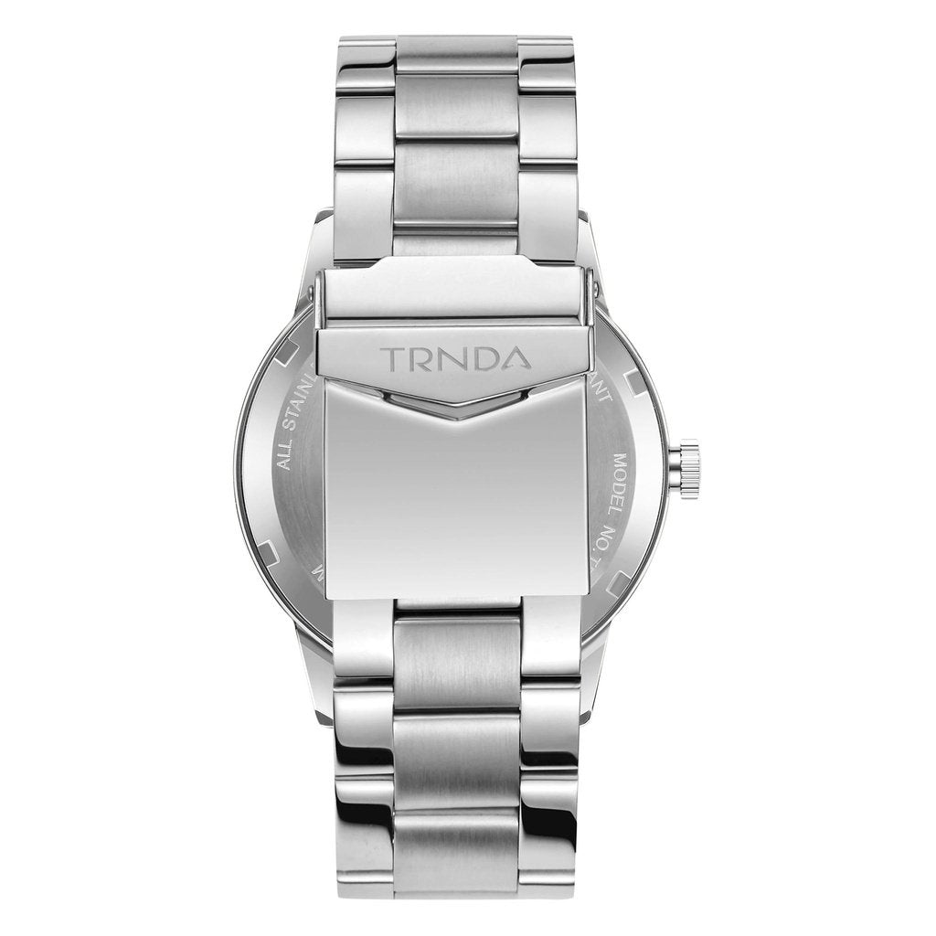 TRNDA TRENDY MEN'S STAINLESS STEEL WATCH - TIMELESS SILVER WITH GRADIENT GRAY DIAL-3