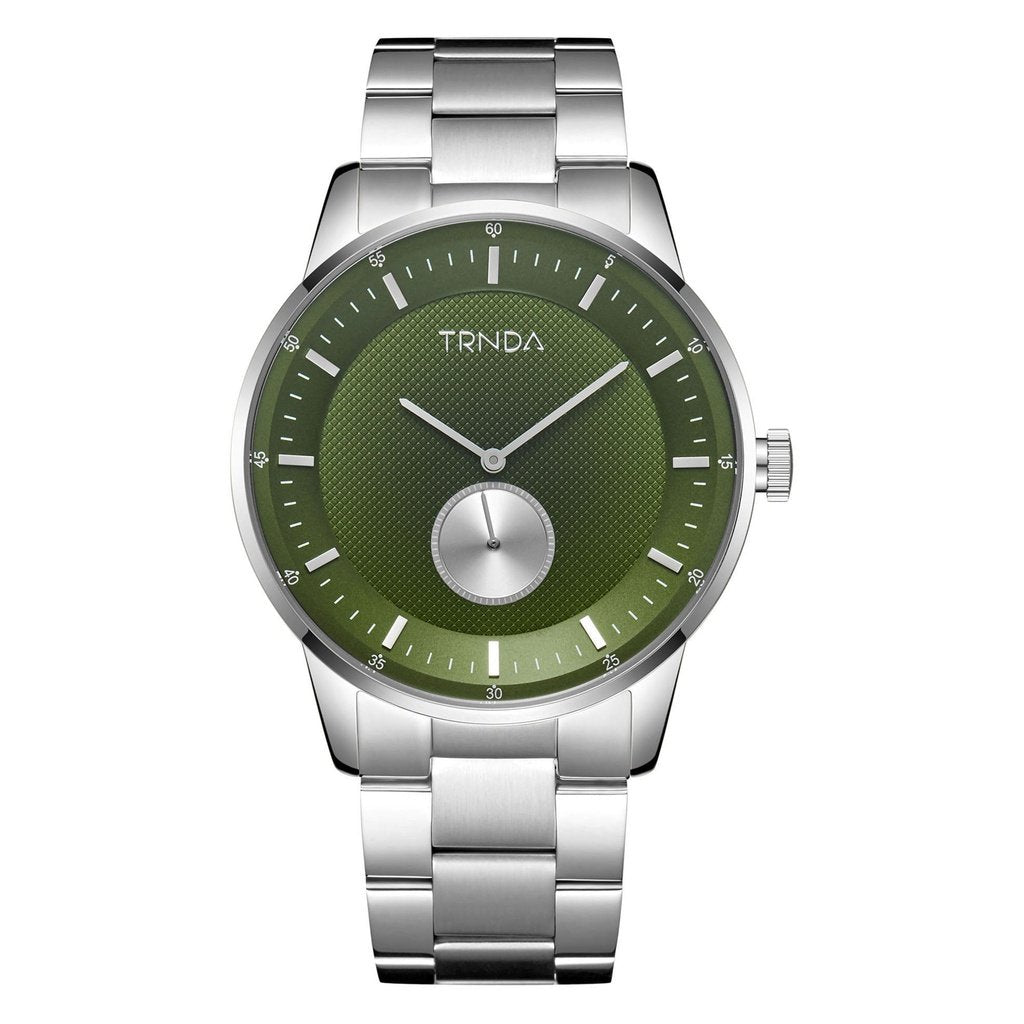 TRNDA STAINLESS STEEL 43MM MEN'S WATCH - SEAWEED GREEN DIAL - TRENDY & DURABLE TIMEPIECE-0