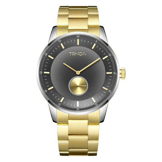 TRNDA MEN'S STAINLESS STEEL TIMEPIECE - ELEGANT GOLD & GRADIENT GRAY DIAL-0