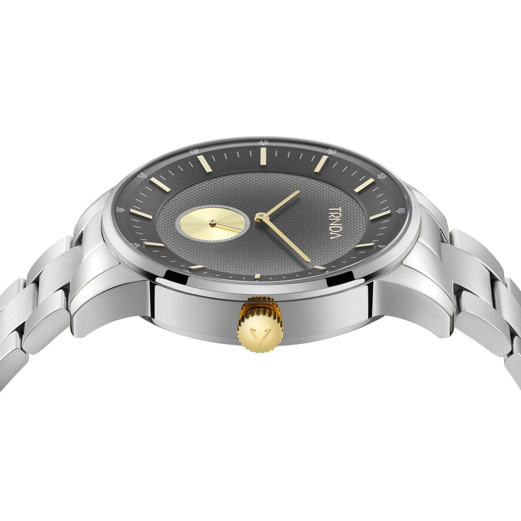 TRNDA STAINLESS STEEL 43MM MEN'S WATCH - TIMELESS GRADIENT LIGHT GRAY DIAL FASHION STATEMENT-2