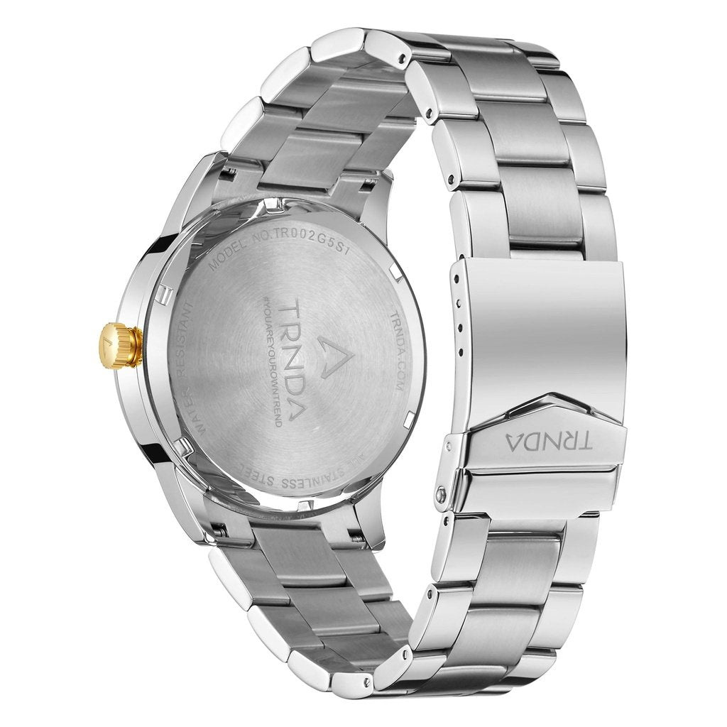 TRNDA STAINLESS STEEL 43MM MEN'S WATCH - TIMELESS GRADIENT LIGHT GRAY DIAL FASHION STATEMENT-3