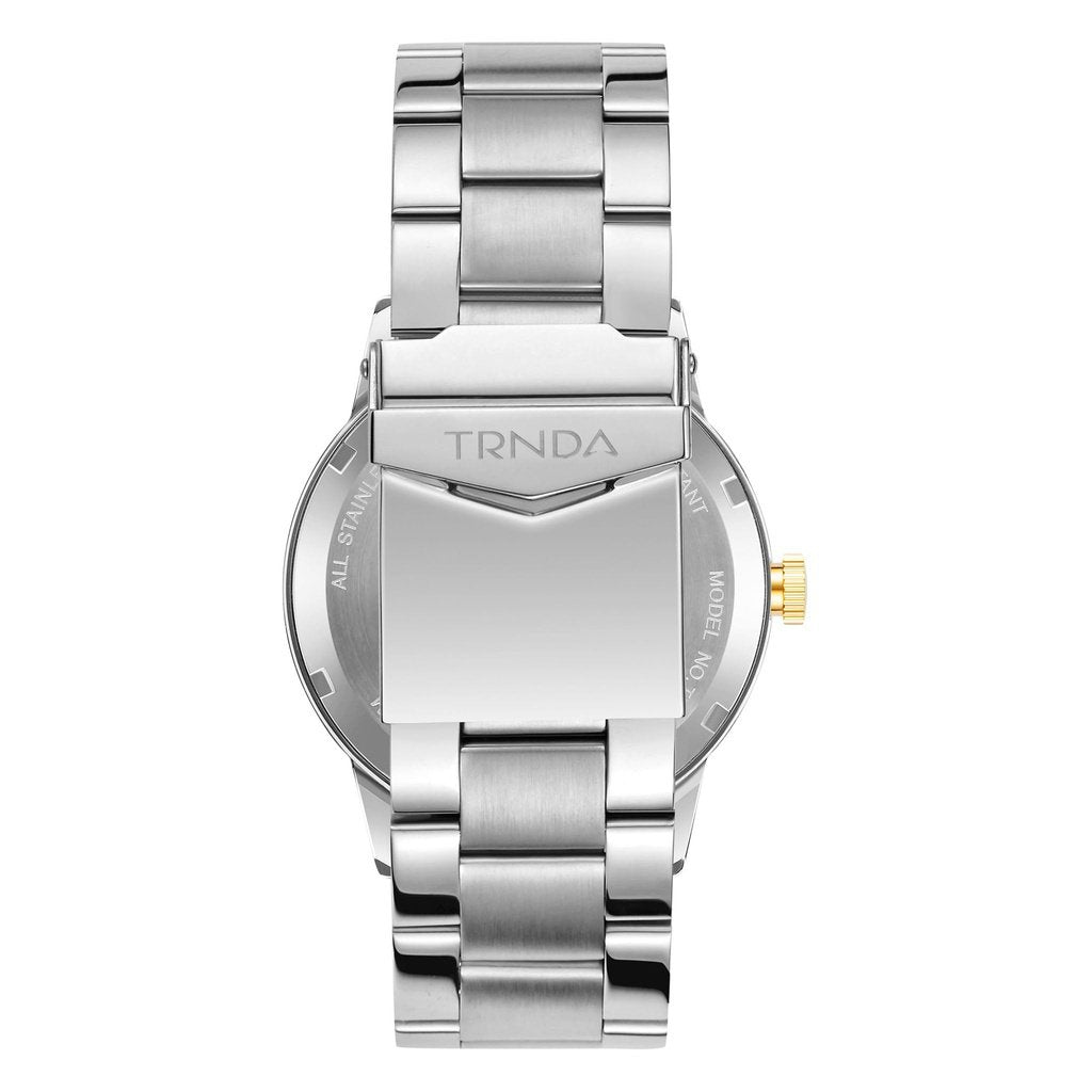 TRNDA STAINLESS STEEL 43MM MEN'S WATCH - TIMELESS GRADIENT LIGHT GRAY DIAL FASHION STATEMENT-4