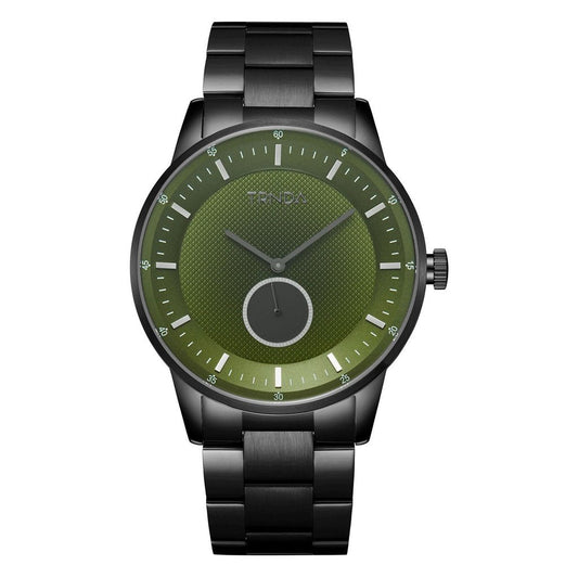 TRNDA MEN'S STAINLESS STEEL WATCH - TIMELESS BLACK & SEAWEED GREEN DIAL FASHION STATEMENT-0