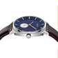 TRNDA MEN'S SQUARE STAINLESS STEEL WATCH - ELEGANT BLUE DIAL & BROWN LEATHER BAND-2