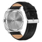 TRNDA SQUARE 45MM STAINLESS STEEL MEN'S WATCH - ELEGANT BLACK LEATHER BAND & UNIQUE SILVER DIAL-3