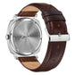 TRNDA TRENDY SQUARE STAINLESS STEEL MEN'S WATCH - GRADIENT GREY DIAL & BROWN LEATHER BAND-3