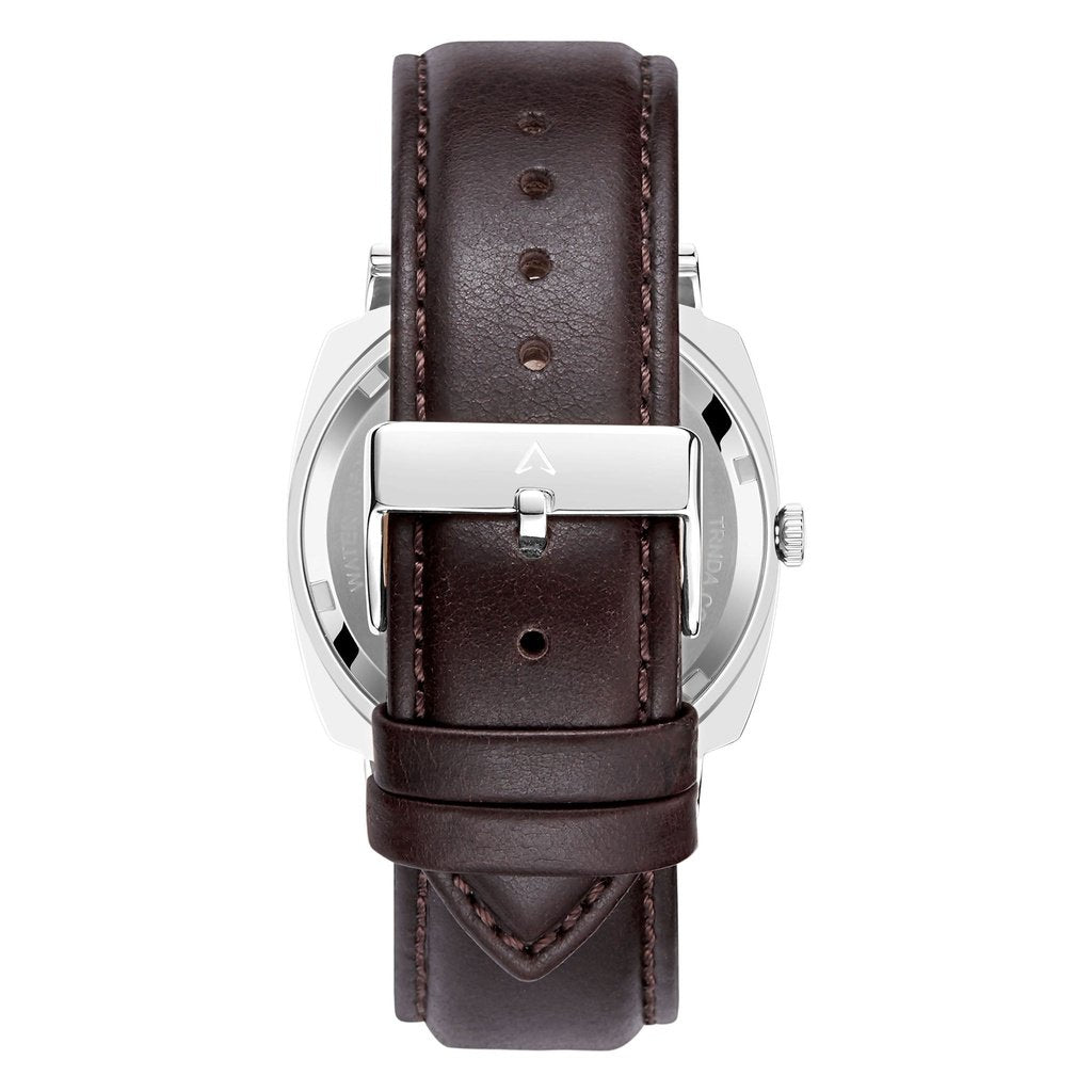 TRNDA TRENDY SQUARE STAINLESS STEEL MEN'S WATCH - GRADIENT GREY DIAL & BROWN LEATHER BAND-4