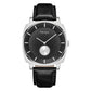 TRNDA STAINLESS STEEL SQUARE MEN'S WATCH - ELEGANT GRADIENT DIAL & BLACK LEATHER BAND-0