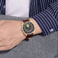 TRNDA Men's Square Gold Stainless Steel Watch with Brown Leather Band - Timeless Style Statement-1