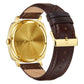 TRNDA Men's Square Gold Stainless Steel Watch with Brown Leather Band - Timeless Style Statement-3