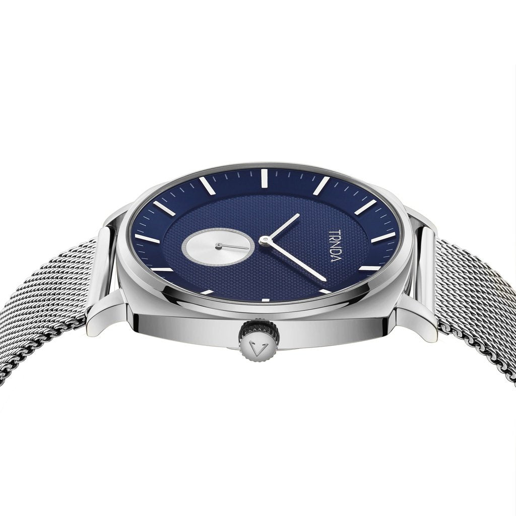 TRNDA MEN'S STAINLESS STEEL SQUARE WATCH - TIMELESS BLUE DIAL FASHION STATEMENT-2