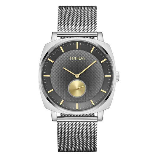 TRNDA SQUARE MASTER - TRENDY STAINLESS STEEL MEN'S WATCH with Silver Mesh Band & Gradient Grey Dial-0