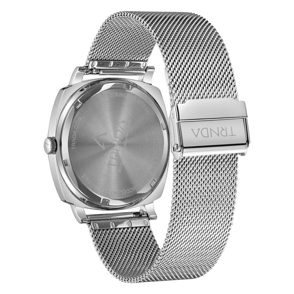 TRNDA SQUARE MASTER - TRENDY STAINLESS STEEL MEN'S WATCH with Silver Mesh Band & Gradient Grey Dial-2