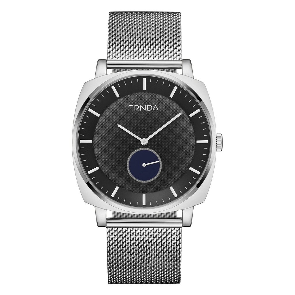 TRNDA SQUARE SILVER MESH MEN'S WATCH - TIMELESS GRADIENT DIAL & STAINLESS STEEL DESIGN-0