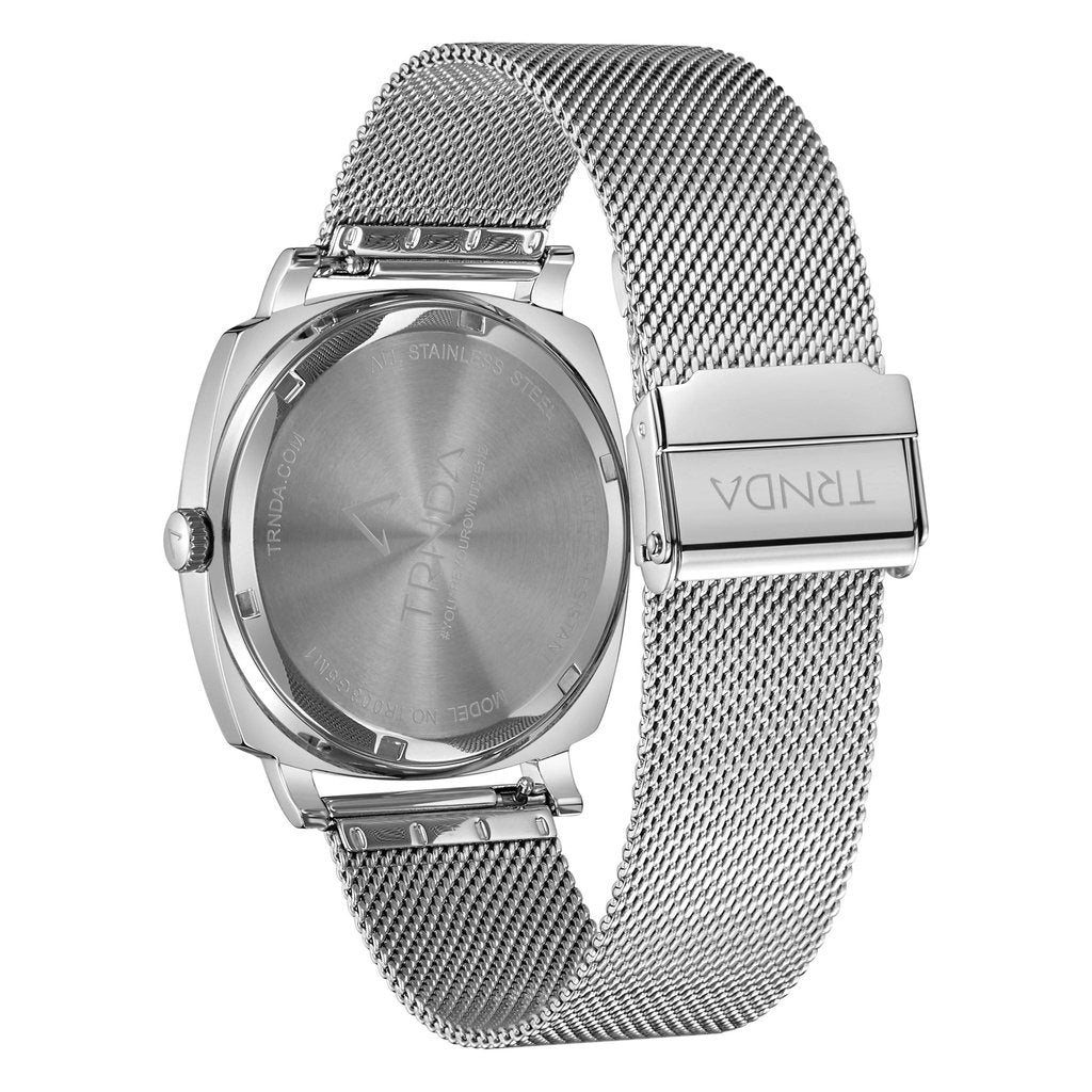 TRNDA SQUARE SILVER STAINLESS STEEL MESH MEN'S WATCH - TIMELESS STYLE WITH GRADIENT DIAL-3