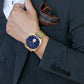 TRNDA MEN'S TIMEPIECE - SQUARE GOLD STAINLESS STEEL WATCH WITH UNIQUE BLUE DIAL-1