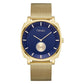 TRNDA MEN'S TIMEPIECE - SQUARE GOLD STAINLESS STEEL WATCH WITH UNIQUE BLUE DIAL-0