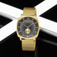 TRNDA STAINLESS STEEL GOLD MESH SQUARE DIAL - TRENDY MEN'S WATCH for Timeless Style-4