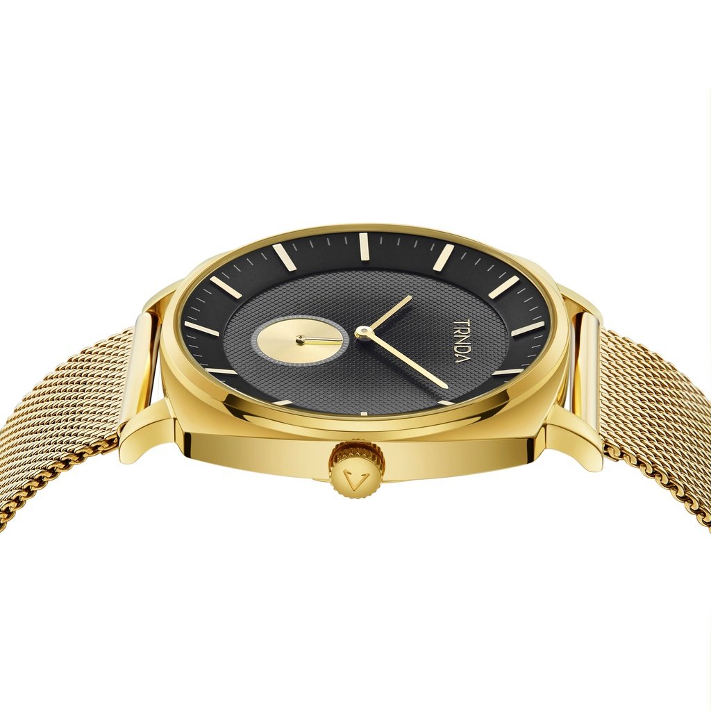 TRNDA STAINLESS STEEL GOLD MESH SQUARE DIAL - TRENDY MEN'S WATCH for Timeless Style-1