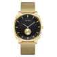 TRNDA SQUARE GOLD STAINLESS STEEL MESH WATCH - TIMELESS BLACK DIAL FOR MEN-0