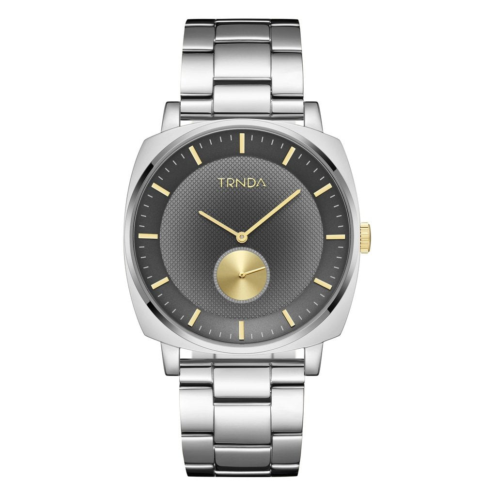 TRNDA SQUARE STAINLESS STEEL MEN'S WATCH - TIMELESS STYLE WITH GRADIENT GREY DIAL-0