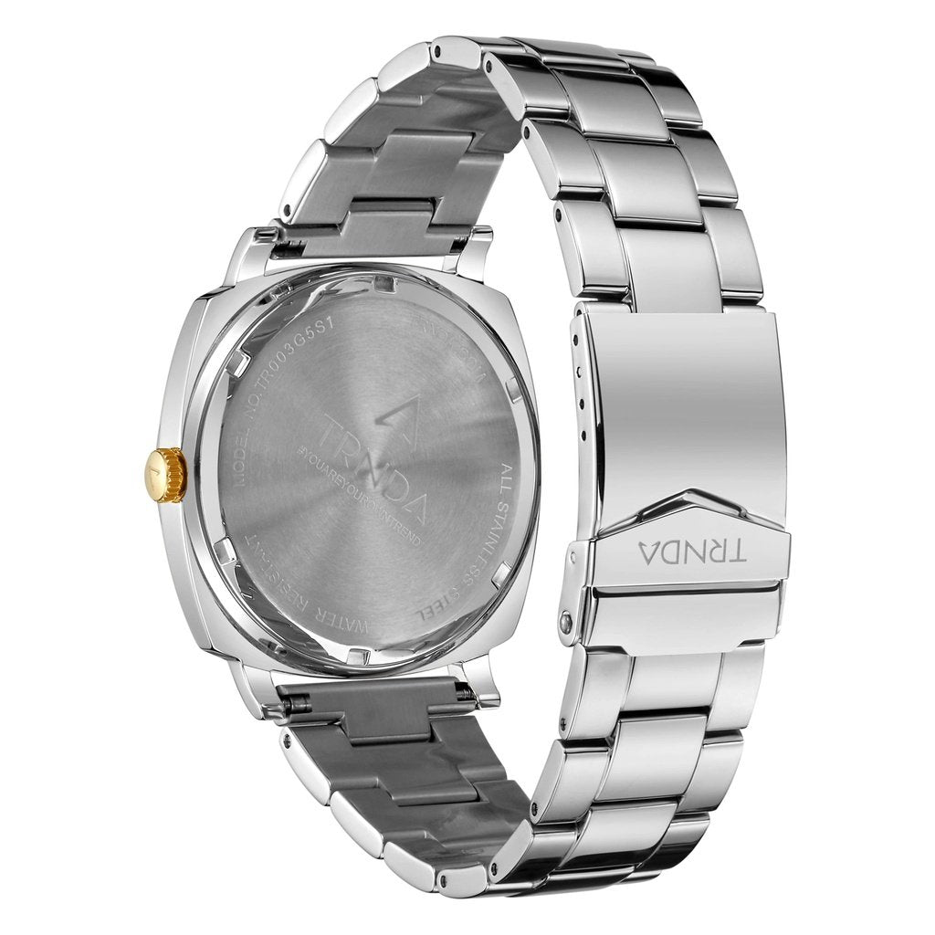 TRNDA SQUARE STAINLESS STEEL MEN'S WATCH - TIMELESS STYLE WITH GRADIENT GREY DIAL-3