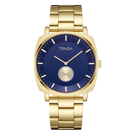 TRNDA SQUARE GOLD STAINLESS STEEL MEN'S WATCH - TIMELESS BLUE DIAL FASHION STATEMENT-0