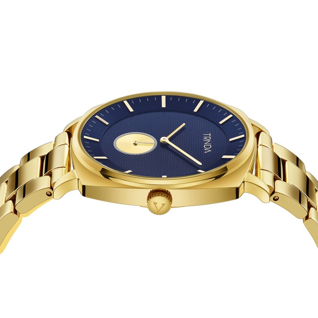 TRNDA SQUARE GOLD STAINLESS STEEL MEN'S WATCH - TIMELESS BLUE DIAL FASHION STATEMENT-2