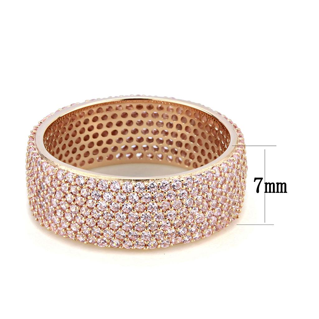 TS612 - Rose Gold 925 Sterling Silver Ring with AAA Grade CZ  in Light Rose-1