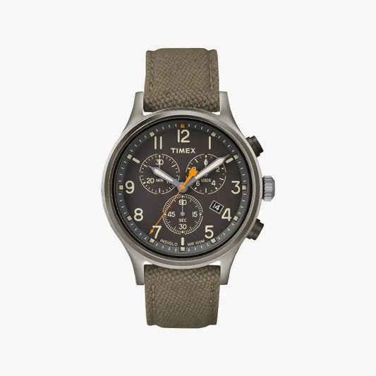 TIMEX Military Allied TW2R47200 - Men's Brass Watch with Green Fabric Band & Black Dial-0