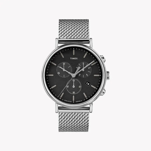 TIMEX Essential Fairfield TW2R61900 - Unisex Silver Stainless Steel & Black Dial Watch-0