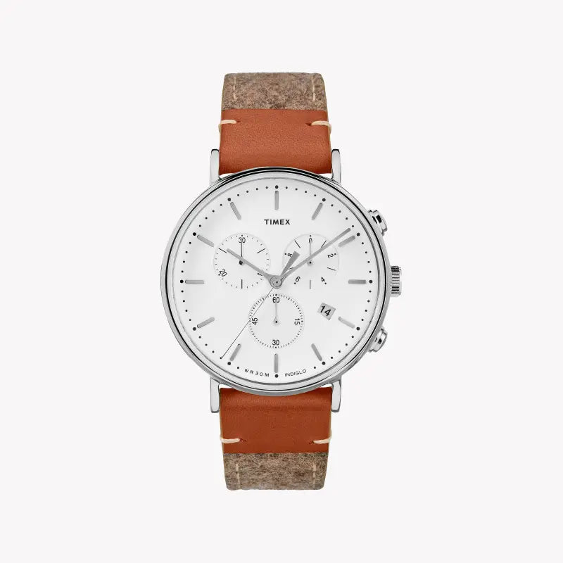 TIMEX Fairfield TW2R62000 - Unisex Essential Collection Watch with Tan Fabric Band & White Dial-0