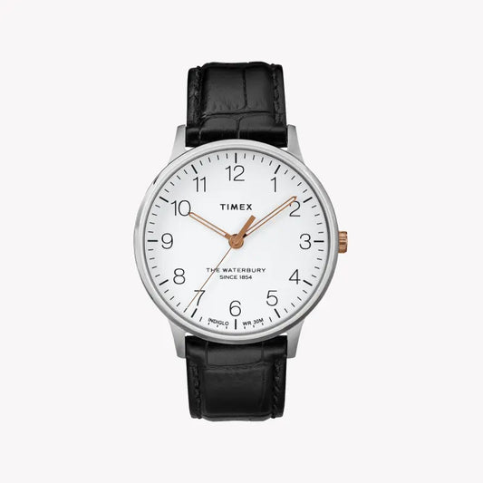 TIMEX Heritage Waterbury TW2R71300 - CLASSIC MEN'S WATCH with Black Leather & White Dial-0