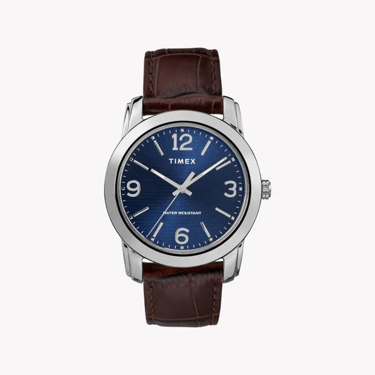 TIMEX Main Street TW2R86800 - CLASSIC BLUE DIAL MEN'S WATCH with BROWN LEATHER STRAP-0